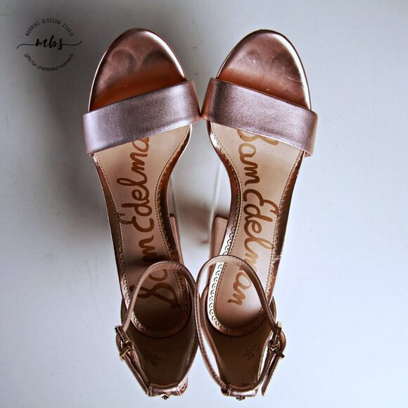 Sam Edelman Yaro Ankle Strap Block Heel Sandals Rose Gold Women 6.5 - Picture 10 of 14